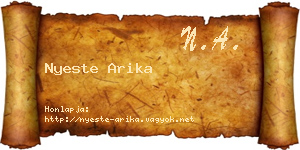 Nyeste Arika névjegykártya